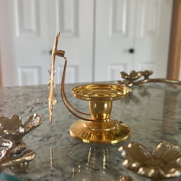 24K Gold Plated Cat Crystal Creations Candlestick Holder Decor - Picture 8 of 10
